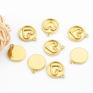 Ciondolo a Cuore Rotondo in Acciaio Inossidabile Accessori per Gioielli Fai da Te Ciondolo a Cuore Per Collane Braccialetti