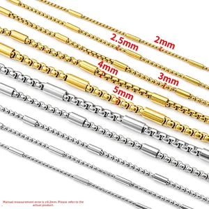 Collane a sfere e catene veneziane in acciaio inossidabile oro e argento, misure da 2 a 5mm