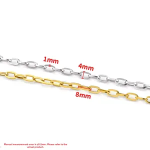 Chaîne en acier inoxydable doré et argenté pour bijoux DIY, maillons de 4mm sur 8mm