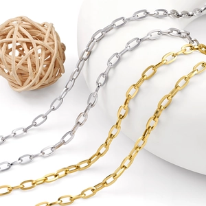 Polished Stainless Steel Square Wire Chain Oval Link Chain For DIY Jewelry Making Necklace Bracelet Non Fading Metal Chain