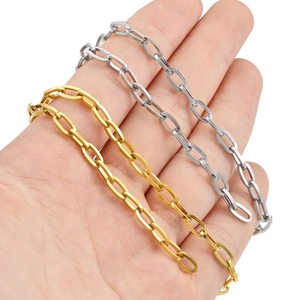 Polished gold and silver stainless steel paperclip chains for DIY jewelry making