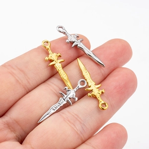 Miniature vintage stainless steel sword pendants in gold and silver finish for DIY jewelry