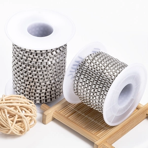 Polished silver stainless steel box chain spools for DIY jewelry making and necklaces
