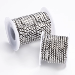 Polished stainless steel box chain rolls for DIY jewelry making necklaces and bracelets