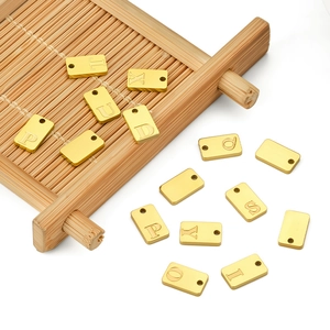 Stainless Steel Alphabet Letter Pendant Rectangle Tag Charm For DIY Necklace Bracelet Making Gold Plated Jewelry Accessory