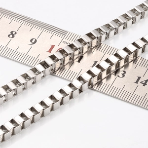 Polished silver stainless steel box chain necklace for men and women, 4mm width detail