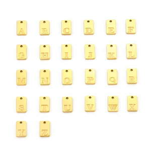 Set of 26 polished 18k gold plated stainless steel alphabet pendants A-Z for DIY jewelry