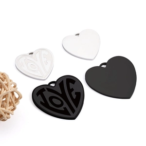 Polished stainless steel heart pendant necklace accessory with LOVE engraving
