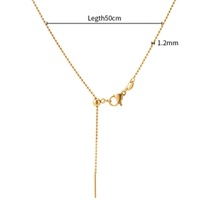 Adjustable 1.2mm gold bead chain in stainless steel with slider bead and pin 50cm length