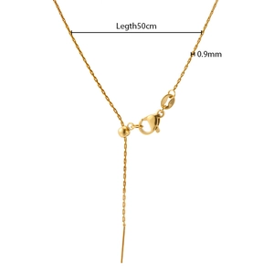 Detail of adjustable 50cm golden stainless steel snake chain with 0.9mm lobster clasp