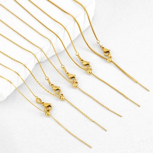 Adjustable Stainless Steel DIY Chain Necklace For Women Gold Silver Plated Snake Bead Cross Sunflower Link Chain Jewelry