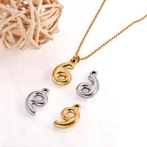 Polished 18K gold and silver stainless steel bubble number 6 and 9 pendant necklace