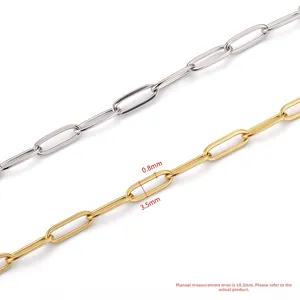 Gold and silver 3.5mm flat O-link stainless steel chain for DIY jewelry making