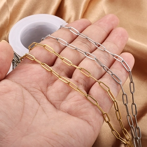 Close-up of gold and silver paperclip chain links for DIY jewelry making