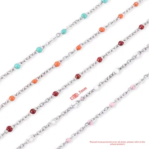 Colorful 1.7mm stainless steel drip oil bead chains for DIY jewelry making accessories