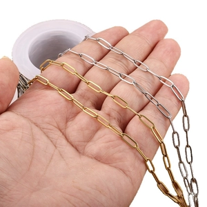 Flat oval link stainless steel chains in gold and silver for DIY jewelry making