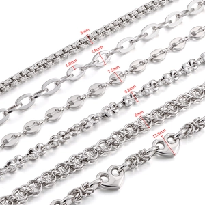 Assortiment de chaînes en acier inoxydable poli en divers styles et tailles pour bijoux DIY