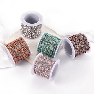Colorful drip oil bead chains in stainless steel for DIY jewelry making and necklaces