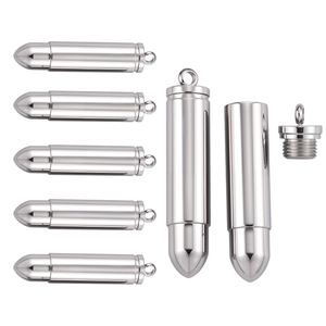 Polished stainless steel bullet pendant necklace with screw-top waterproof seal design