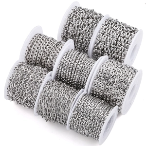 Eight rolls of high-polished stainless steel DIY chains in various styles for jewelry making