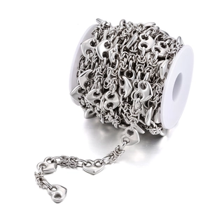 Chaîne à maillons cœur en acier inoxydable poli en rouleau pour création de bijoux