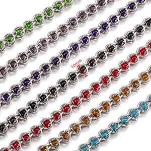 Bunte 10mm Edelstahl-Perlenketten mit polierten Metallgliedern für DIY-Schmuck
