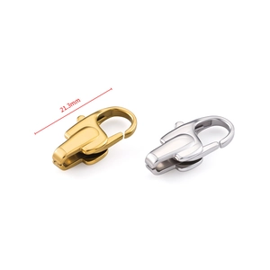 Detailed view of 21.3mm stainless steel spring clasp in gold and silver for jewelry making