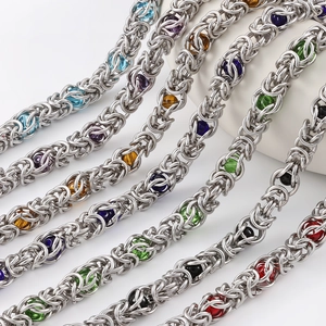 Stainless Steel Byzantine Beaded Bone Chain For DIY Jewelry Making Durable Multicolor Artificial Pearl Link Chain For Necklace Bracelet Accessory
