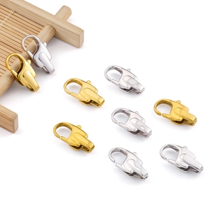 Polished stainless steel square lobster clasps in gold and silver for DIY jewelry making