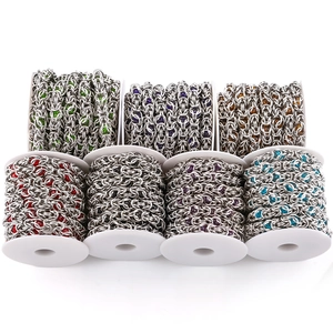 7-pack colorful stainless steel dragon bone chains with beads for DIY jewelry making