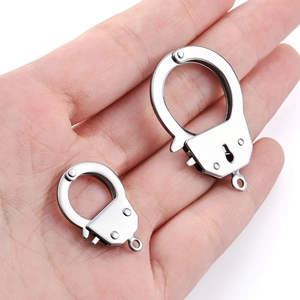 Polished stainless steel handcuff clasp connectors in two sizes for DIY jewelry making