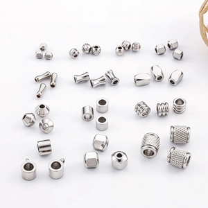 Polished stainless steel beads in various geometric shapes for DIY jewelry making
