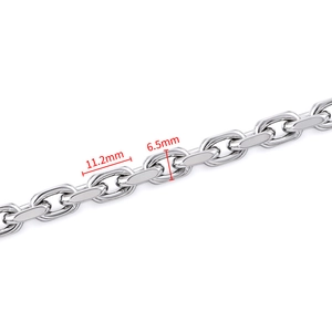 Chaîne à maillons ovales en acier inoxydable poli pour bijoux DIY, 11,2mm x 6,5mm