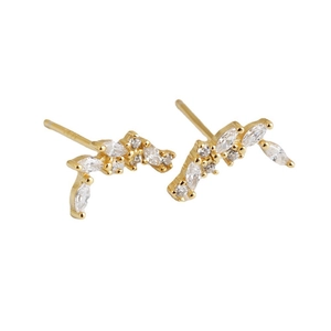 Orecchini a mezzaluna in argento S925 dorato con zirconi scintillanti per un look elegante