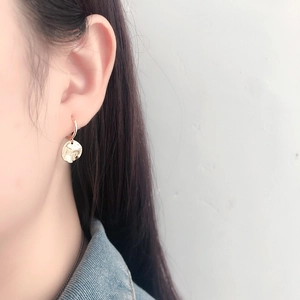 Orecchini pendenti tondi martellati in argento S925 minimalisti placcati in oro