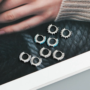 Set de créoles en argent s925 avec opale, turquoise et oxydes de zirconium colorés