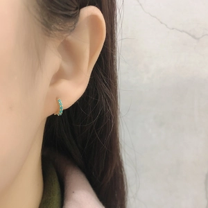 Boucles d'oreilles créoles plaquées or en argent S925 avec perles turquoise