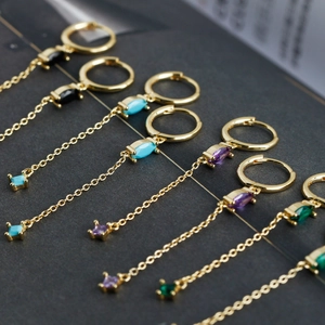 Eleganti orecchini a nappa placcati oro 18K con zirconi oliva colorati a taglio marquise