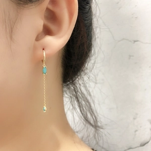 Orecchini a nappa esagerati con pietre turchesi e catenine placcate in oro da donna
