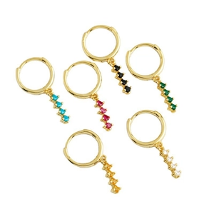 Boucles d'oreilles créoles en argent sterling S925 doré avec zircons colorés