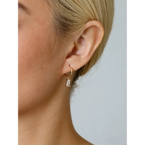 Boucles d'oreilles créoles minimalistes en argent S925 avec pendentif zircon rectangle