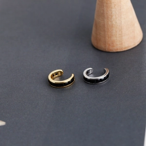 Detail von S925 Sterling Silber Ohrmanschetten mit schwarzen Zirkonia in Gold und Silber