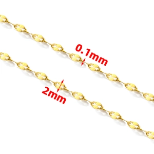 18K gold plated titanium steel lip chain necklace with 2mm width and 0.1mm thickness
