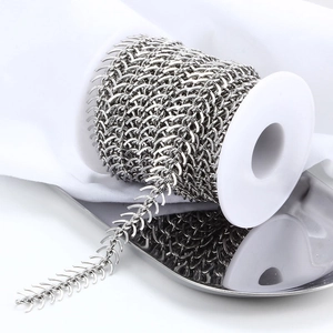 Carrete de cadena de acero inoxidable plateado pulido para diseño de joyería DIY creativa