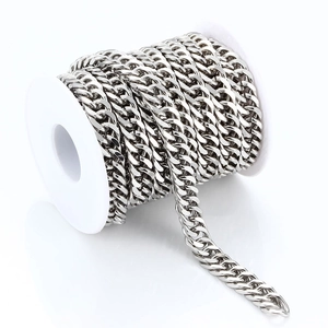 Chaîne Maille Gourmette en Acier Inoxydable pour Création de Bijoux DIY Hip Hop Collier Bracelet Accessoire de Sac