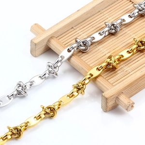 Polished stainless steel coffee bean chain jewelry in gold and silver finish