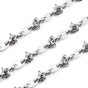 Industrial punk coffee bean chain necklace in polished silver stainless steel