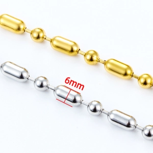 6mm gold and silver stainless steel bead chain for DIY jewelry making and accessories