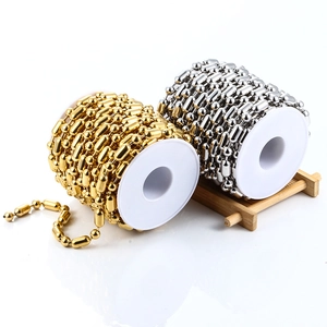 Gold and silver stainless steel ball chains for DIY jewelry making on white reels