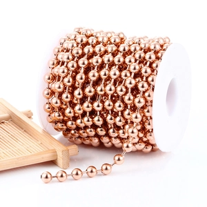 6mm rose gold stainless steel bead chain on a white spool for DIY jewelry making